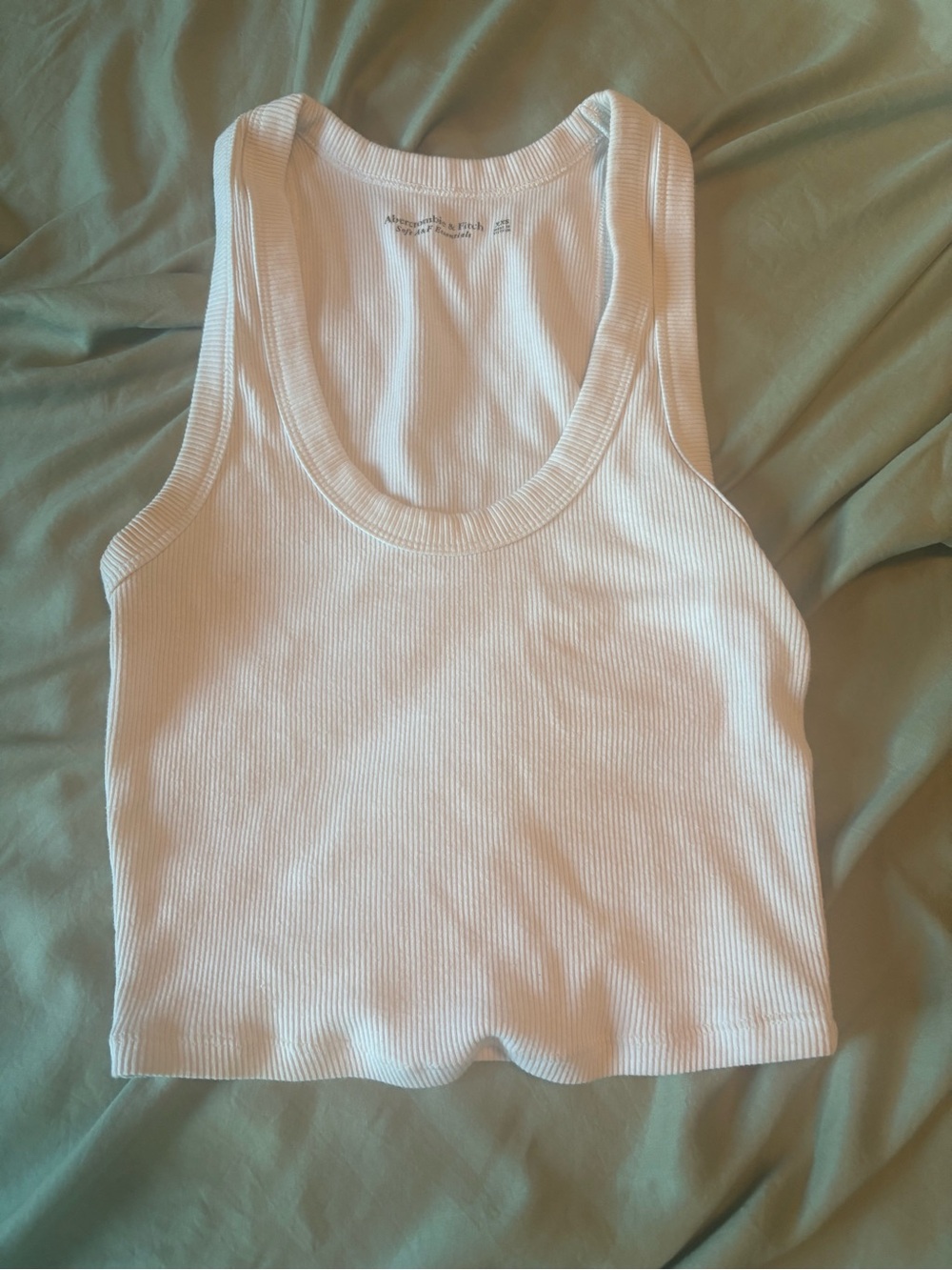 Abercrombie & Fitch White Ribbed Tank Top - Women's Cropped Scoop Neck